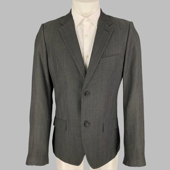 CALVIN KLEIN COLLECTION Size 38 Charcoal Wool Linen Sport Coat - Picture 1 of 6